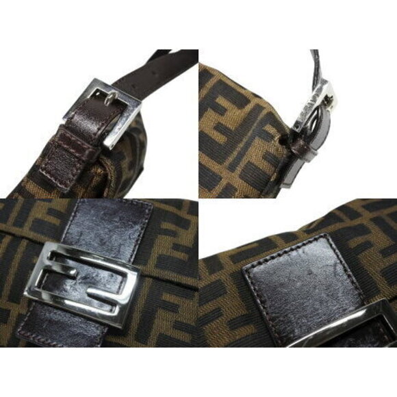 FENDI Mamma Bucket Hobo Shoulder Bag Zucca Canvas Leather Brown - Picture 4 of 8